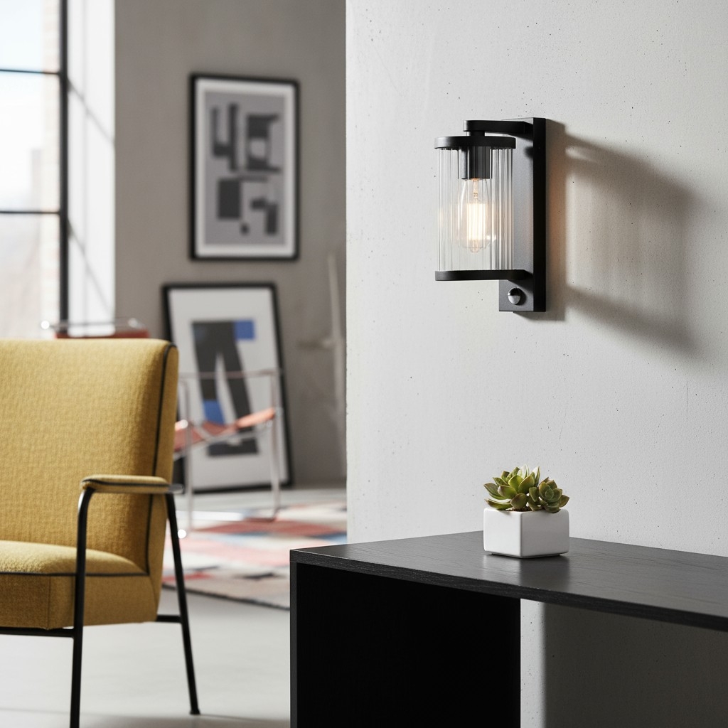 Karbonis Modern Outdoor Wall Sconce - Motion Sensor Security Light for Porch and Garden T1007