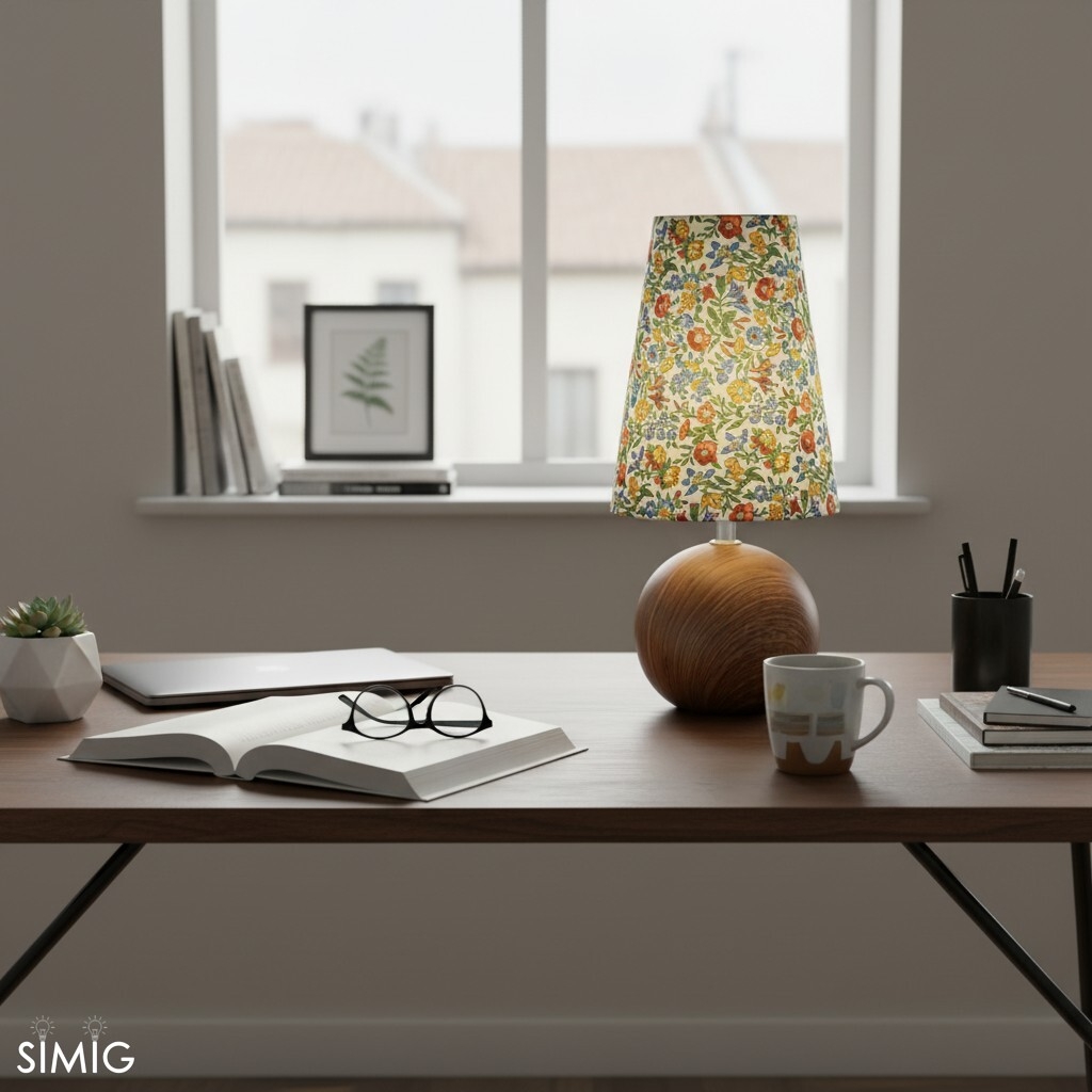 Florence Floral Table Lamp - Wood and Fabric Lamp for Living Rooms T550