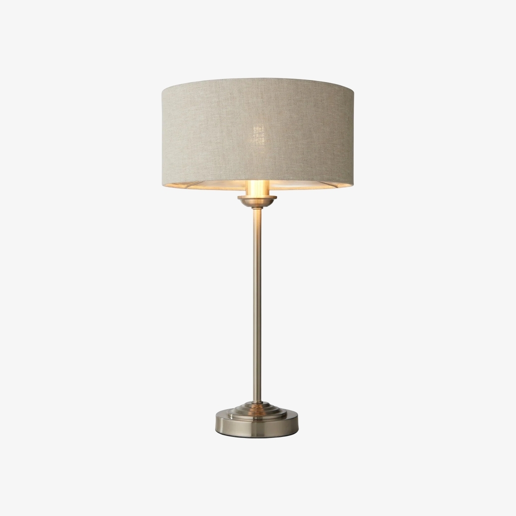 Tela 1‑Light and 3‑Light Table Lamp - Modern Linen & Metal for Bedside or Living Room T847