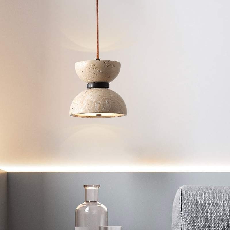 Modern Scandinavian Hourglass Pendant Lamp with Travertine S263