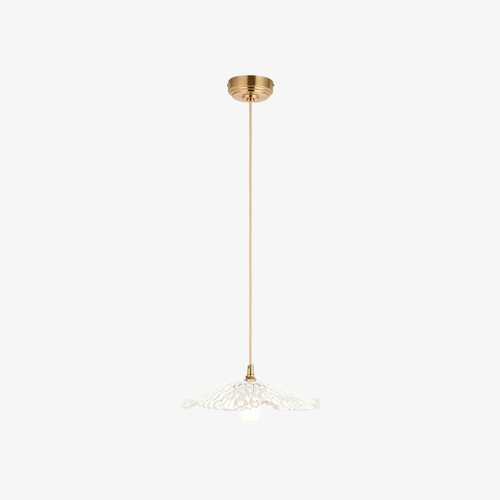 Floriaxis Floral Glass Pendant Light - Floral Glass Shade with Braided Cable for Kitchen or Dining T960