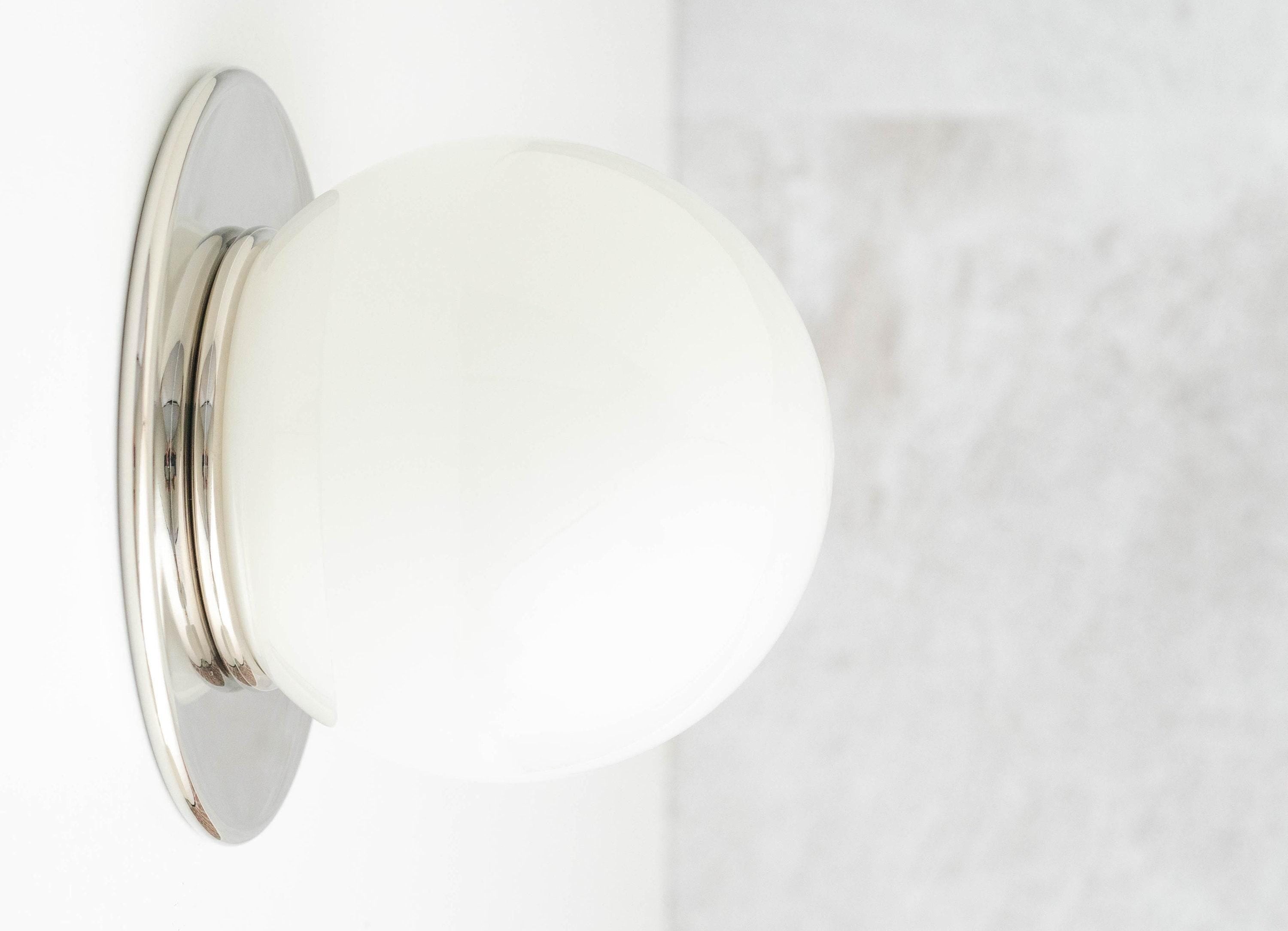 Glorica Glass Solid Brass Vanity Sconce - Compact Flush Mount Globe Light T384