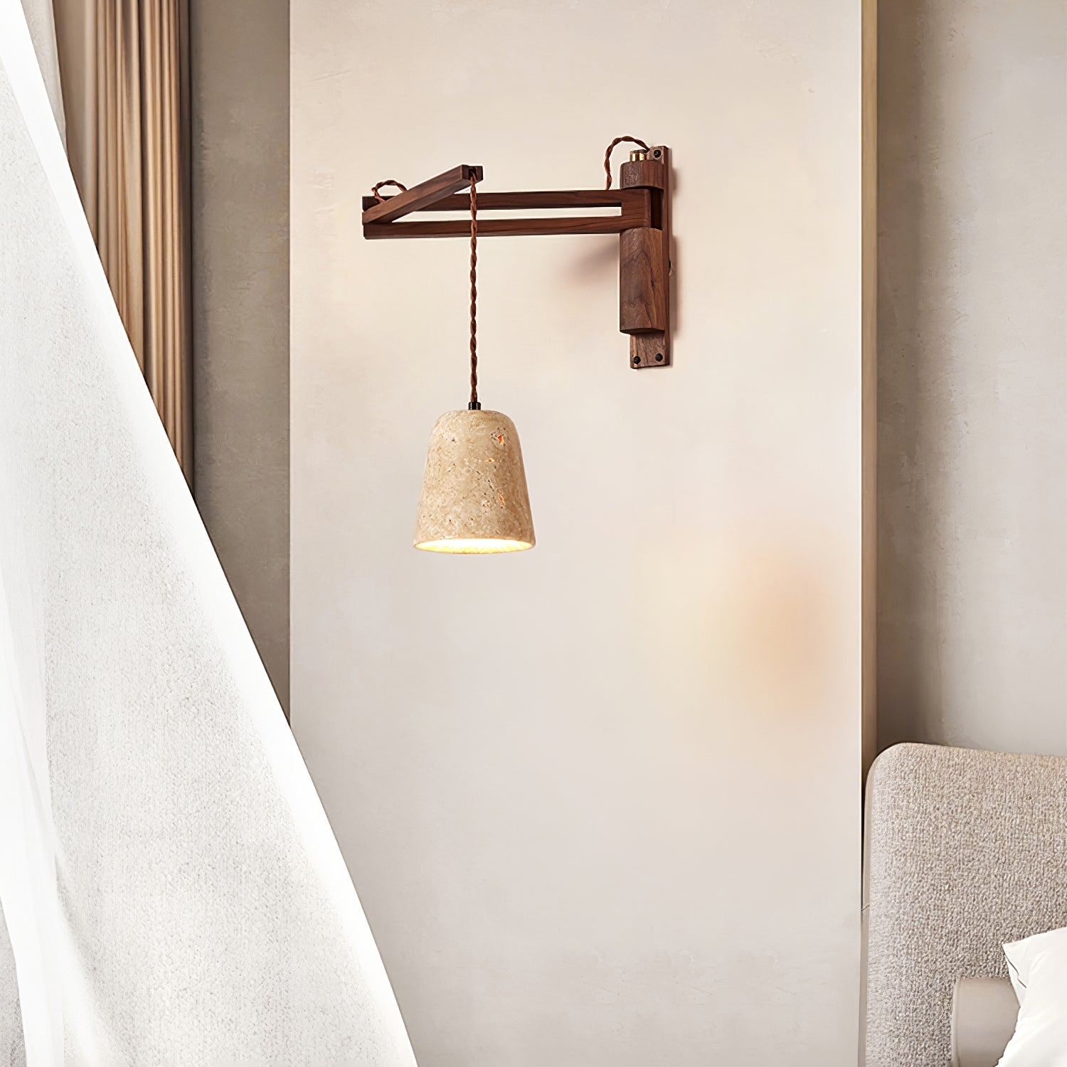 Adjustable Travertine Dome Wall Sconce T1606