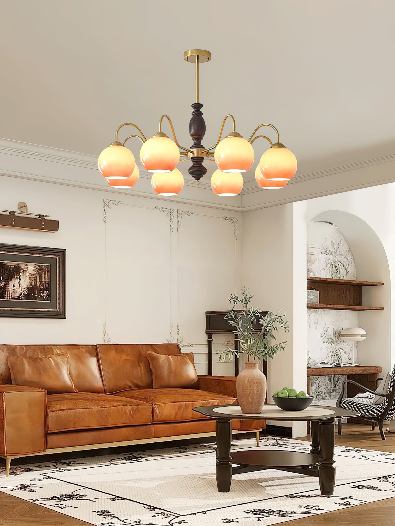 French Medieval Style Caramel Orb Chandelier M567