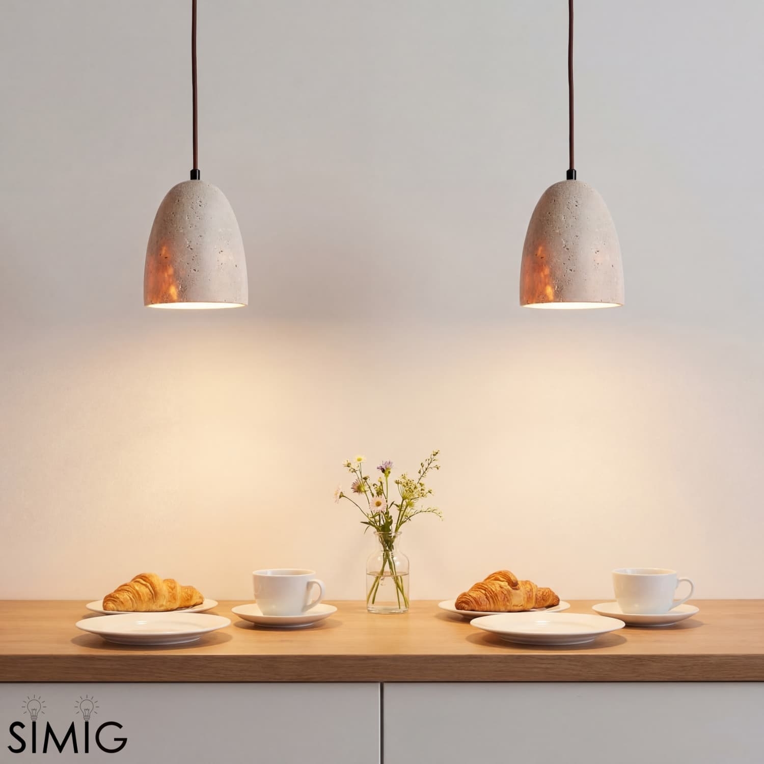 Natural Stone Pendant Lamp - Vintage Design for Dining Area S284