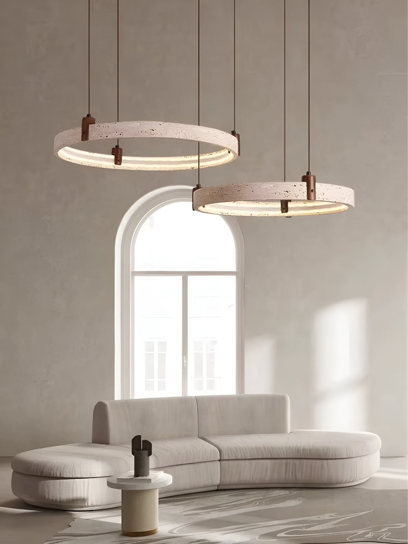 Simple Circular Travertine Pendant Lamp G29