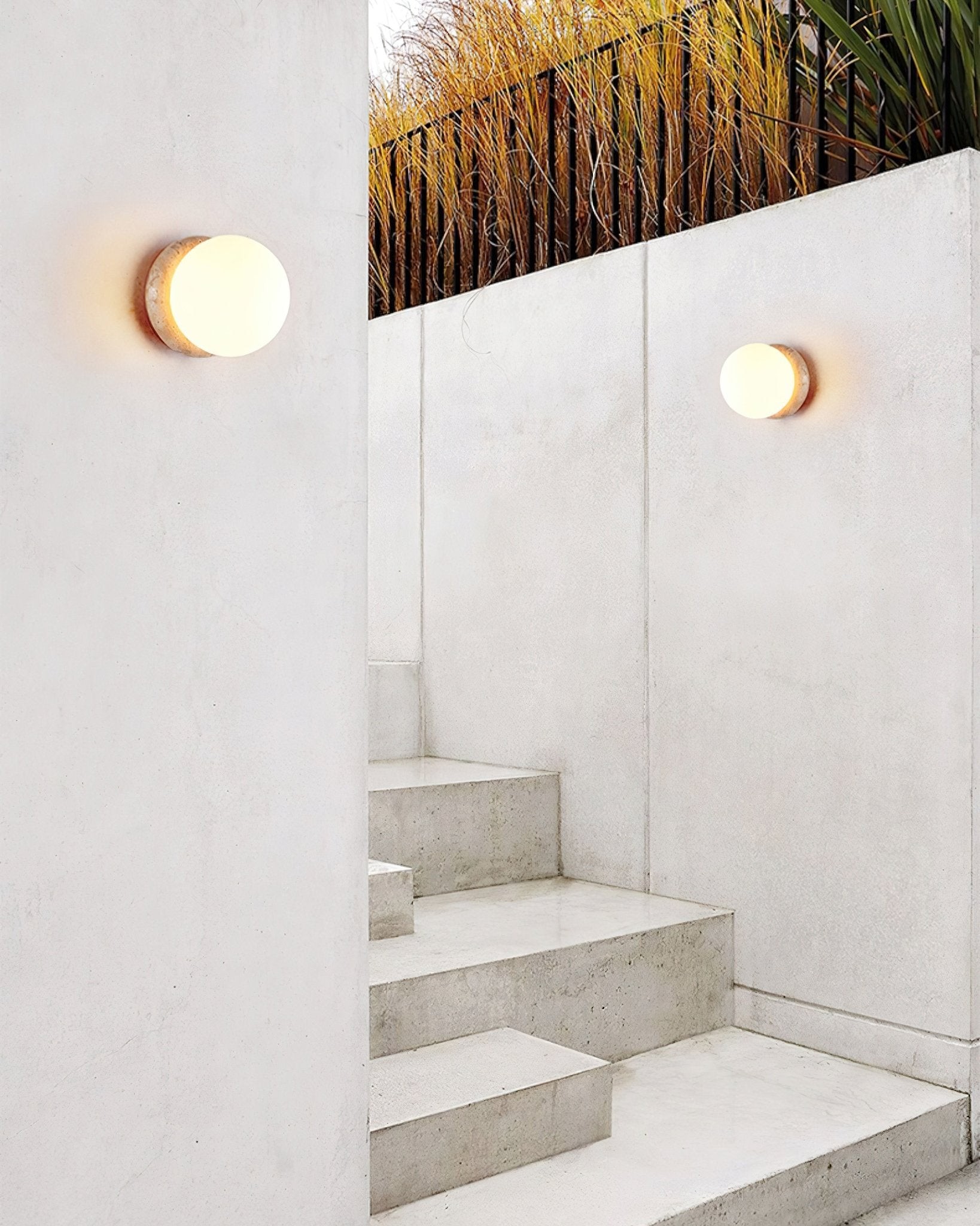 Japanese Style Wabi-Sabi Travertine Spherical Wall Lamp M575