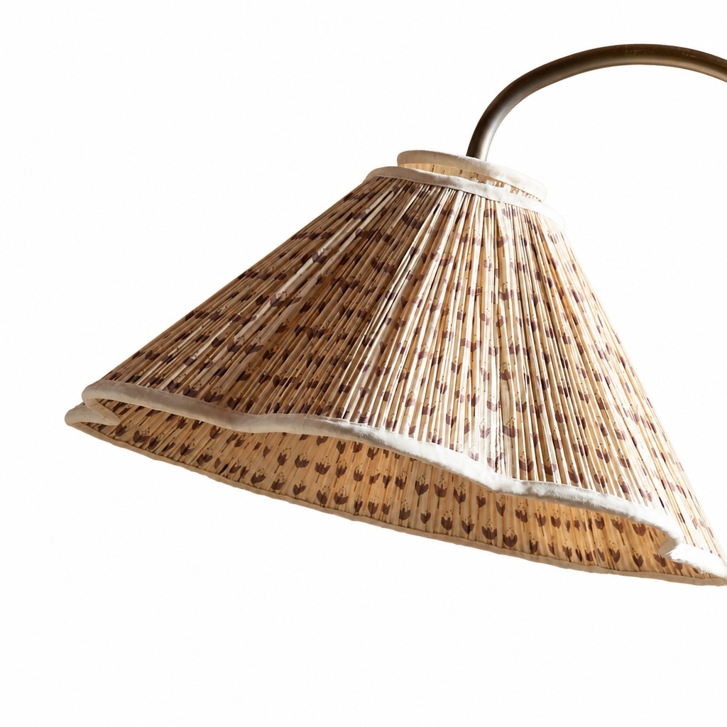 Veslin Elegant Floral Gooseneck Floor Lamp - Floral Linen Shade Lamp for Living Room T2206
