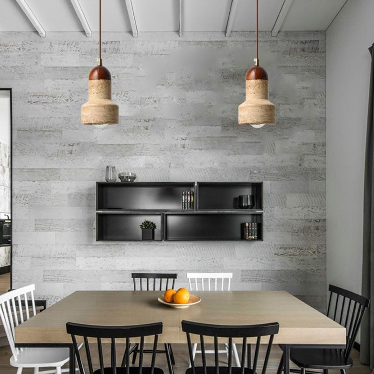 Natural Travertine Rocket - Inspired Pendant Light S275