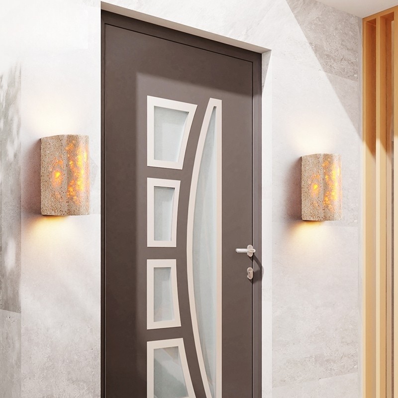 Half-Cylinder Travertine Wall Lamp – Modern Wabi-Sabi LED Light S304