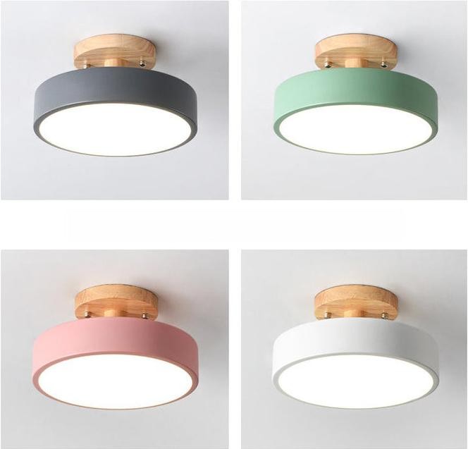 Nordic Macaroon Wooden Round Ceiling Lamp S90