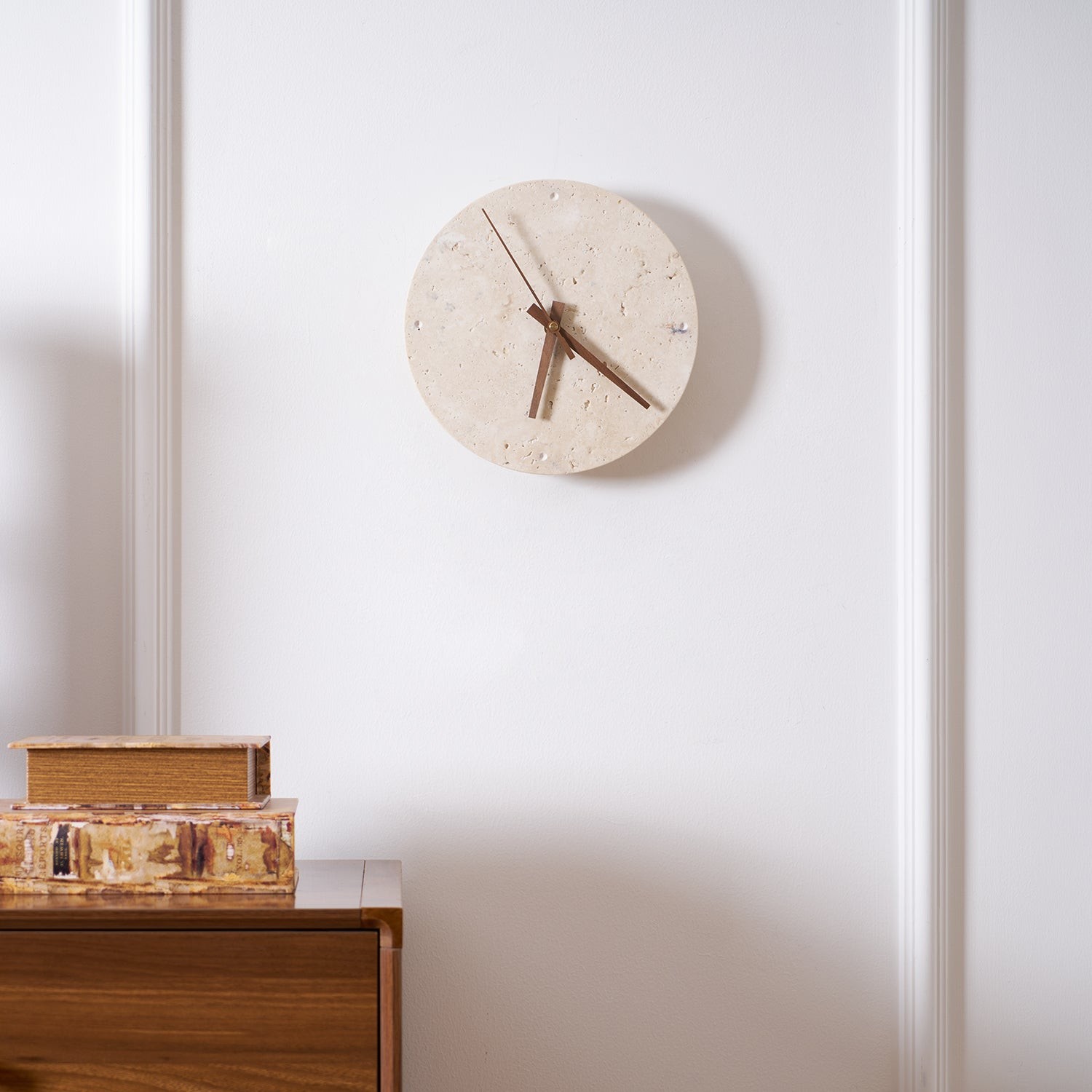 Round Stone Clock Wall Light - Wabi Sabi Lamp for Bedroom P079