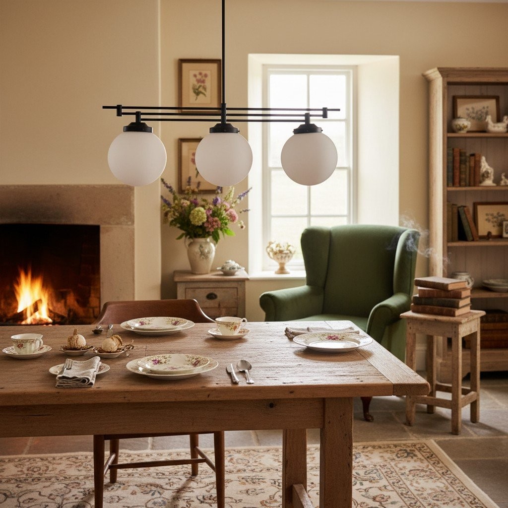 Glorica Glass Frosted Globe Pendant Light - Art Deco Hanging Light for Home T342