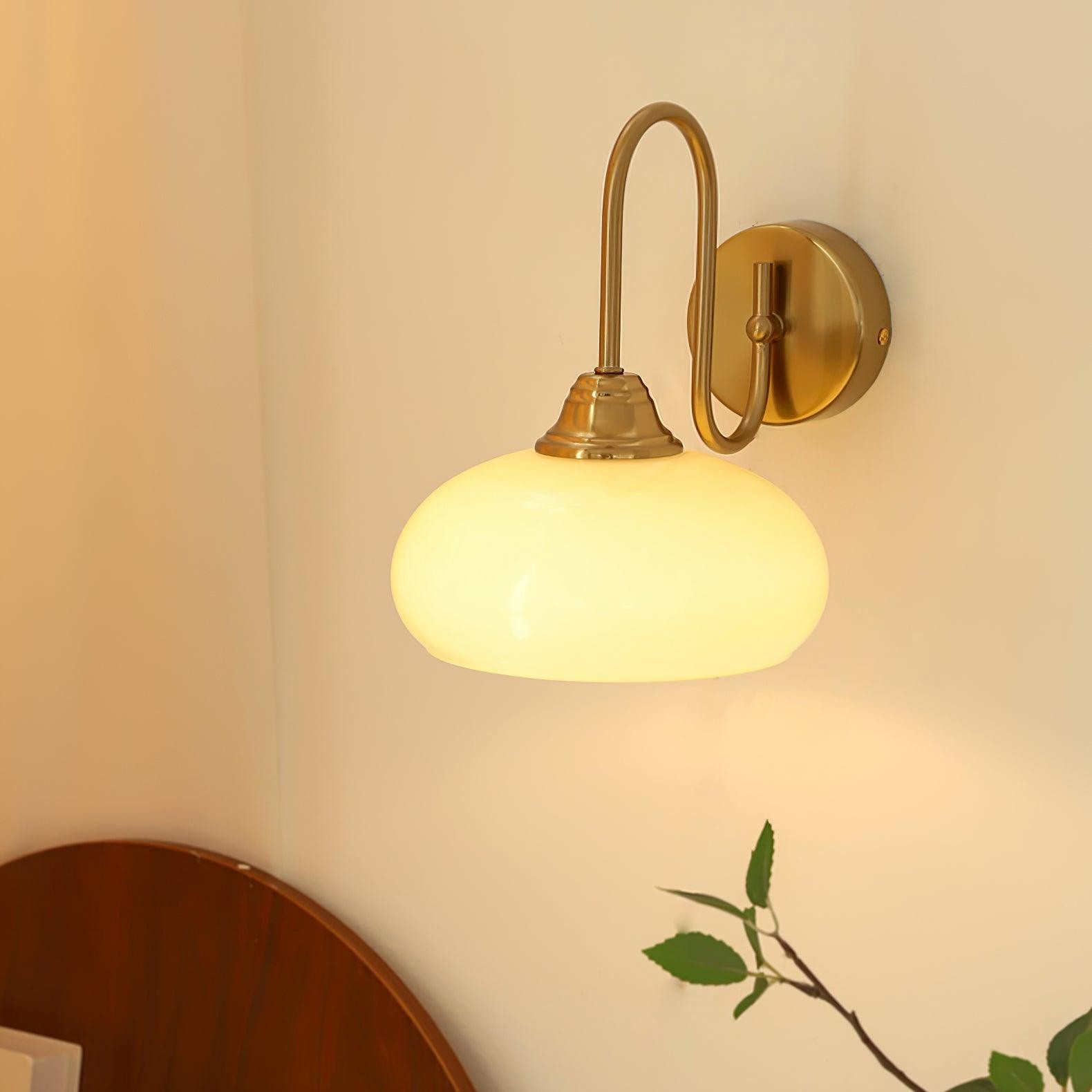 Bauhaus Wind Cream Glass Shade Metal Curved Pole Wall Sconce G45