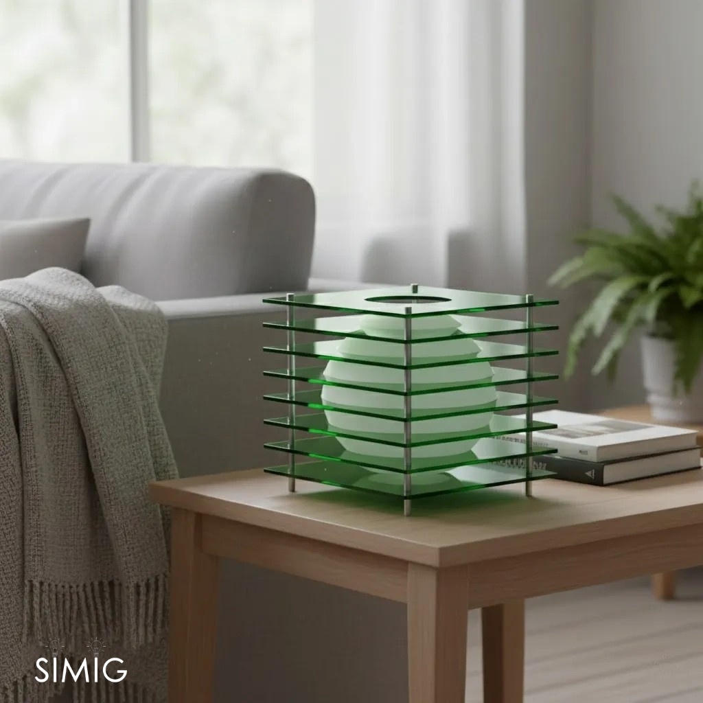 Geometric Moon Cube Lamp – Atmospheric luminous sphere S252