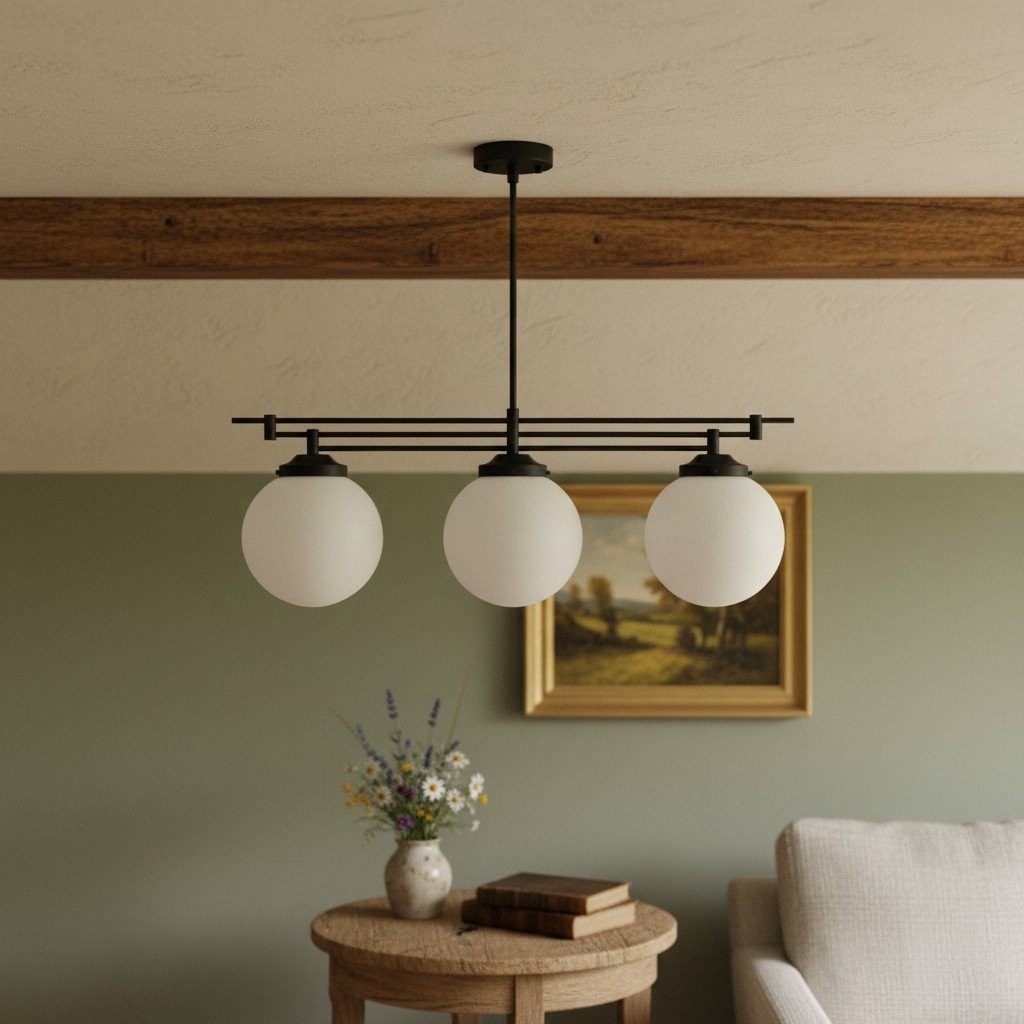 Glorica Glass Frosted Globe Pendant Light - Art Deco Hanging Light for Home T342