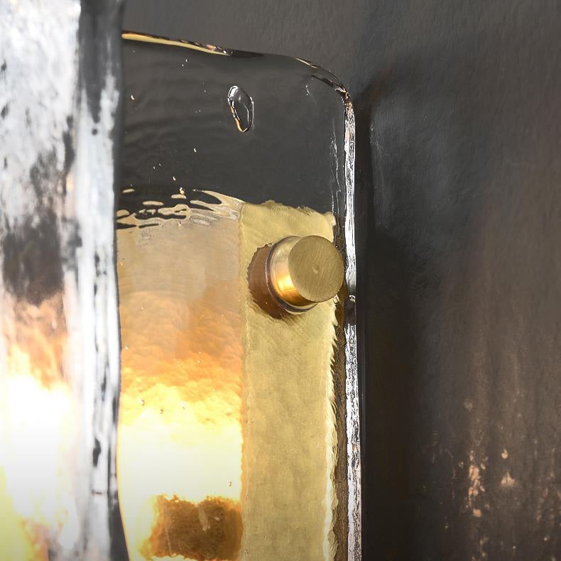 Modern Luxury Rectangle Copper Glass 1-Light Wall Sconce Lamp For Living Room T172