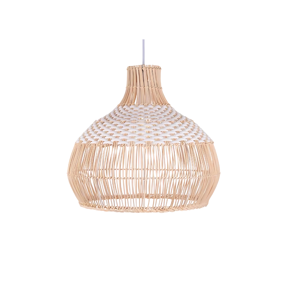 Breezy White Elegance Natural Rattan Pendant Light T2066