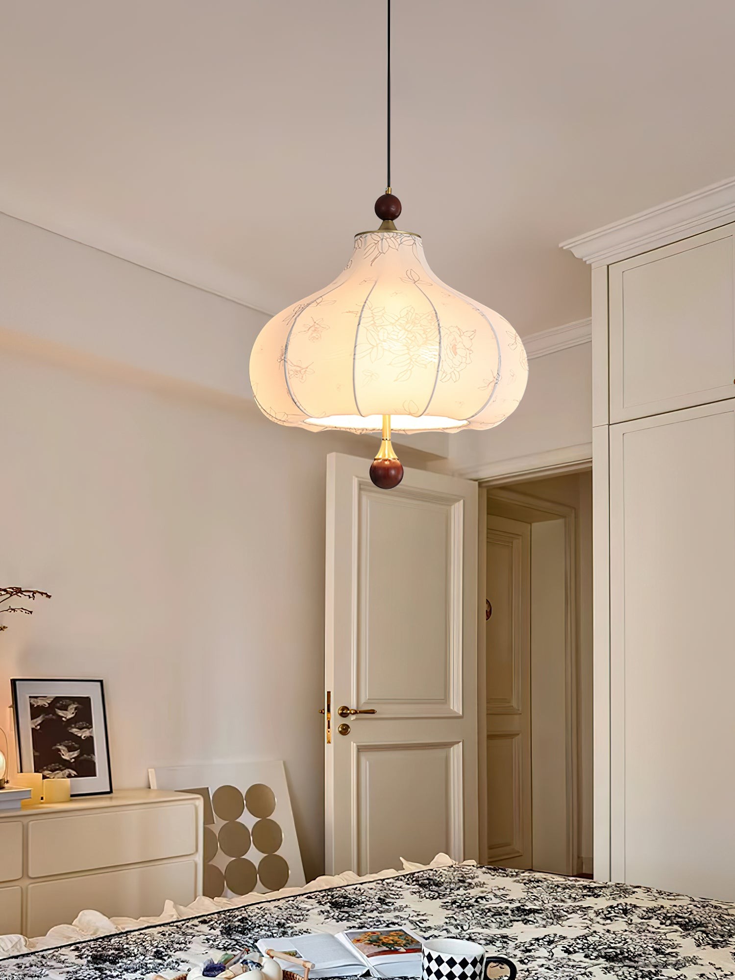 French Retro Fabric Pattern Pendant Lamp M562
