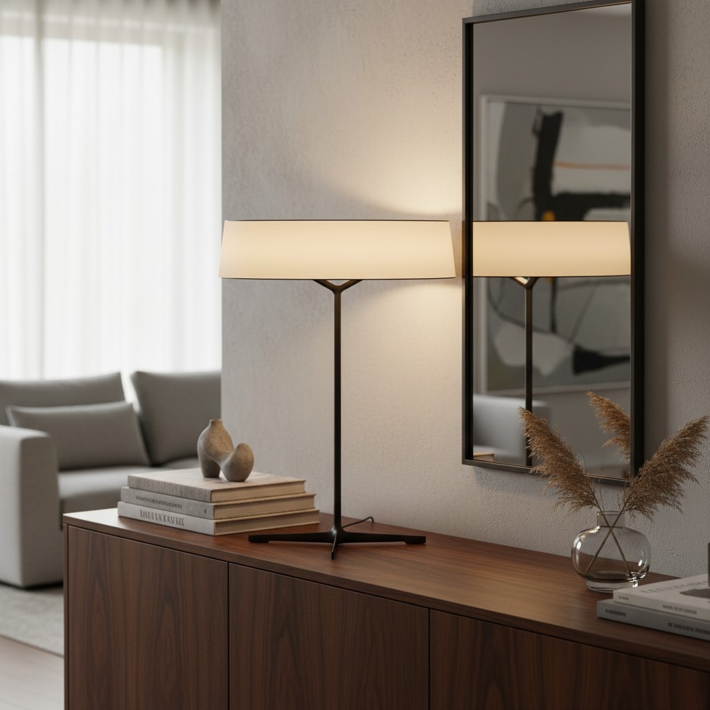 Delvara Modern Decorative Table Lamp - Metal Base Desk Lamp with Parchment Shade for Nightstand T1147