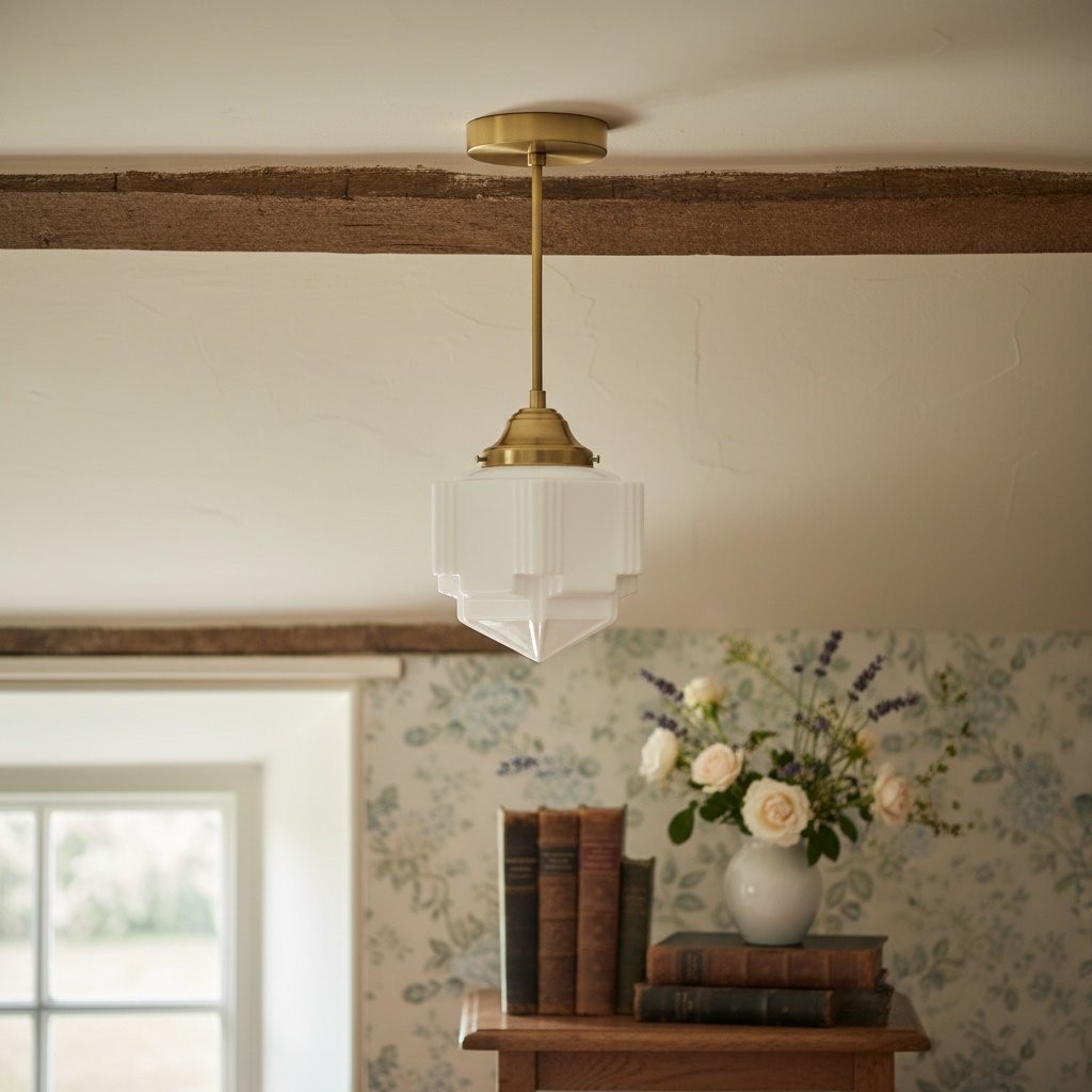 Geotower Glass Modern Pendant Light - Skyscraper Design - Brass or Black or Nickel Finish T340