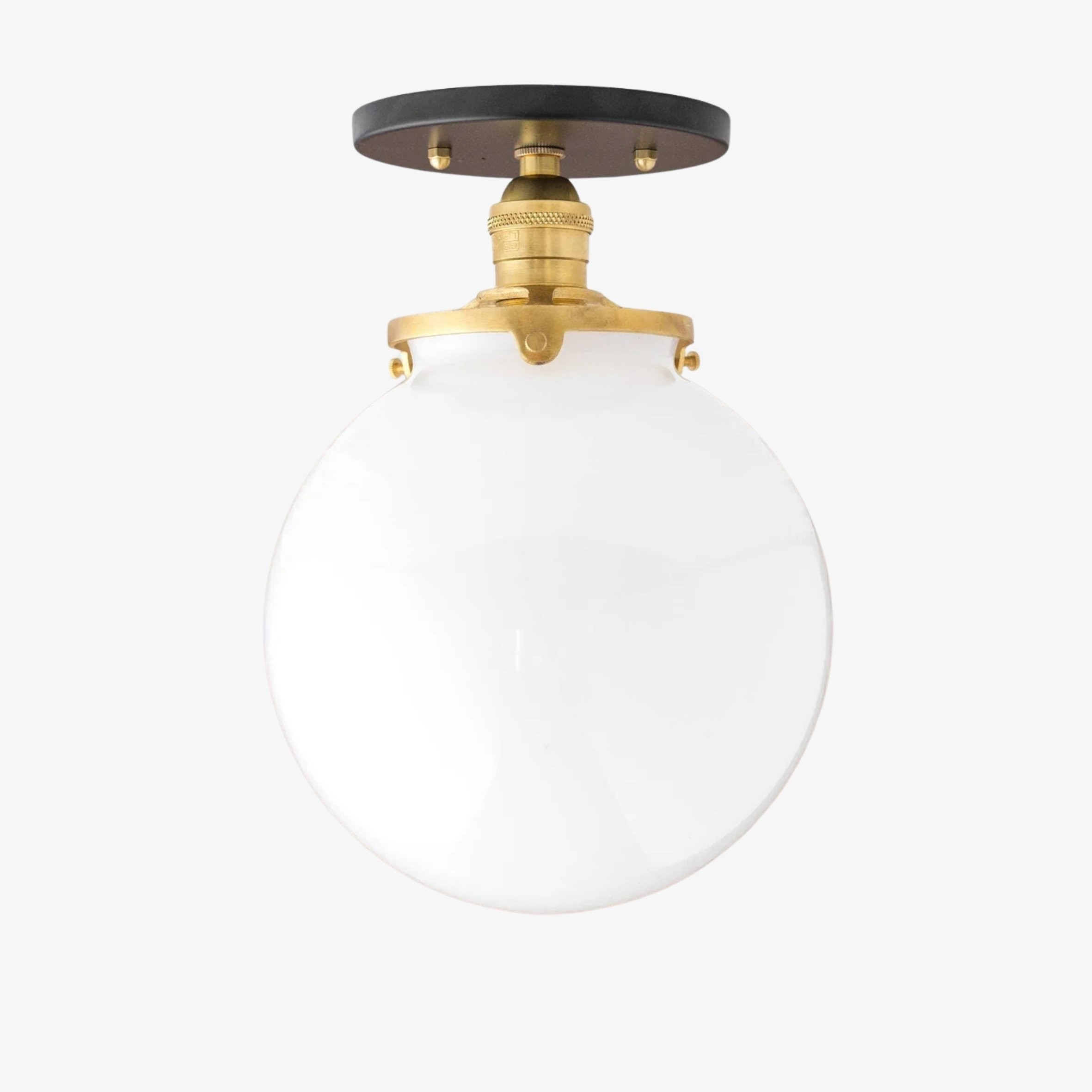 Glorica Glass Mid Century Semi Flush Ceiling Light - Whte Opal Gliass Globe Fixture T368