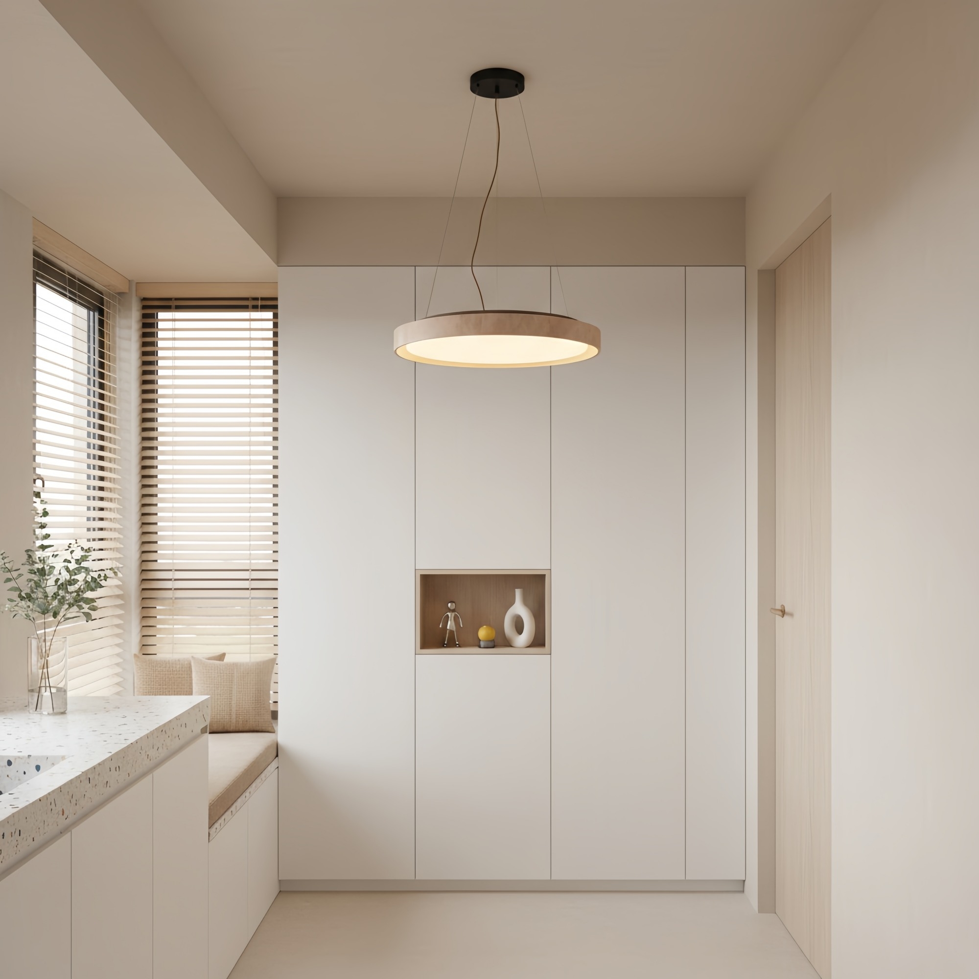Miravelle Minimalist Pendant Lamp with Natural Stone Shade for Dining Room T1123