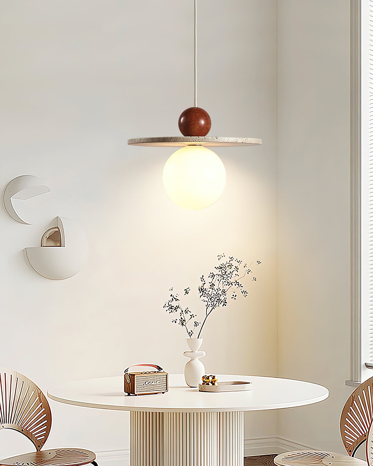 Retro Decor Cave Stone Disc Pendant Light G47