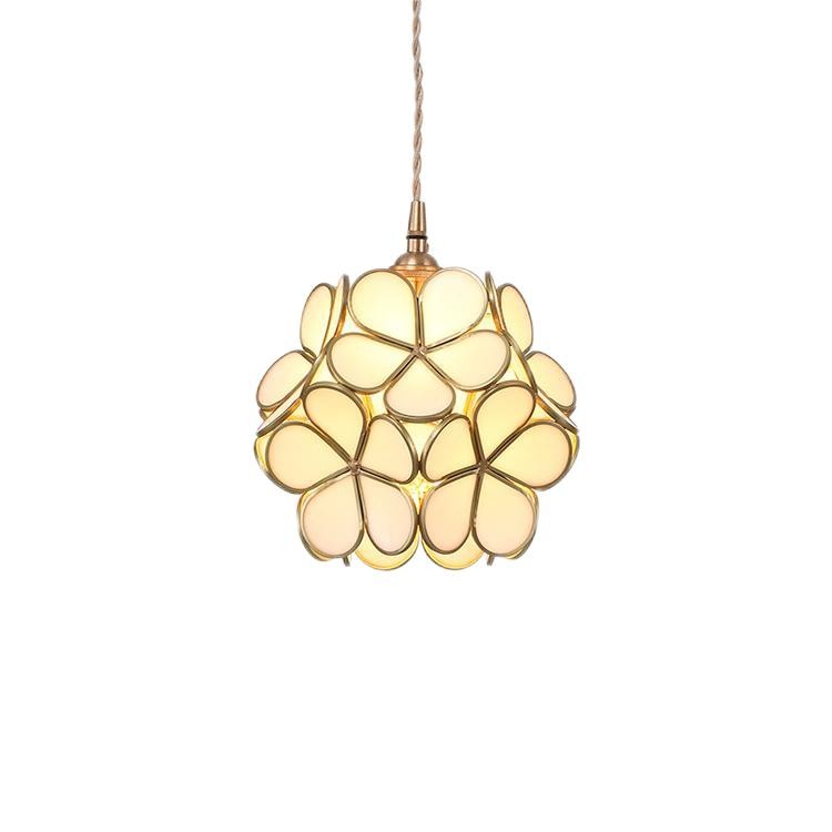 Nordic Brass Flower Petal Glass Pendant Light S10
