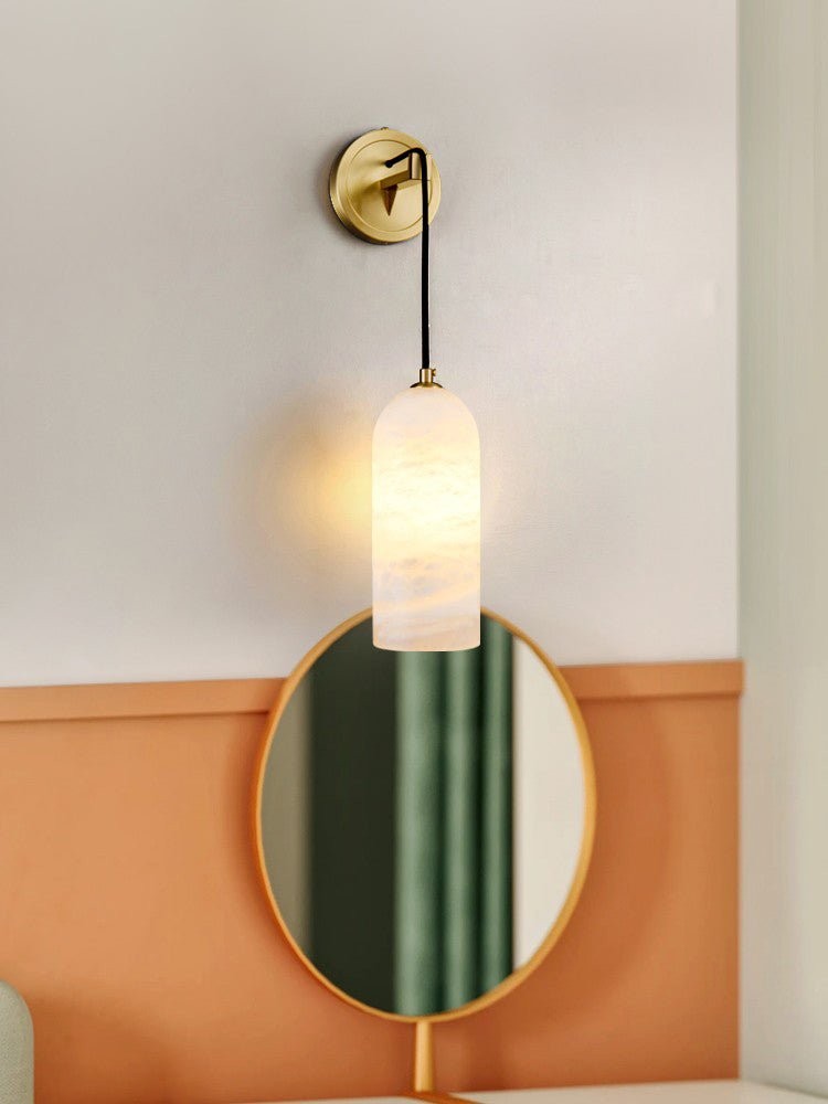 Modern Minimalist Copper Natural Marble Adjustable Wire Wall Lamp M346