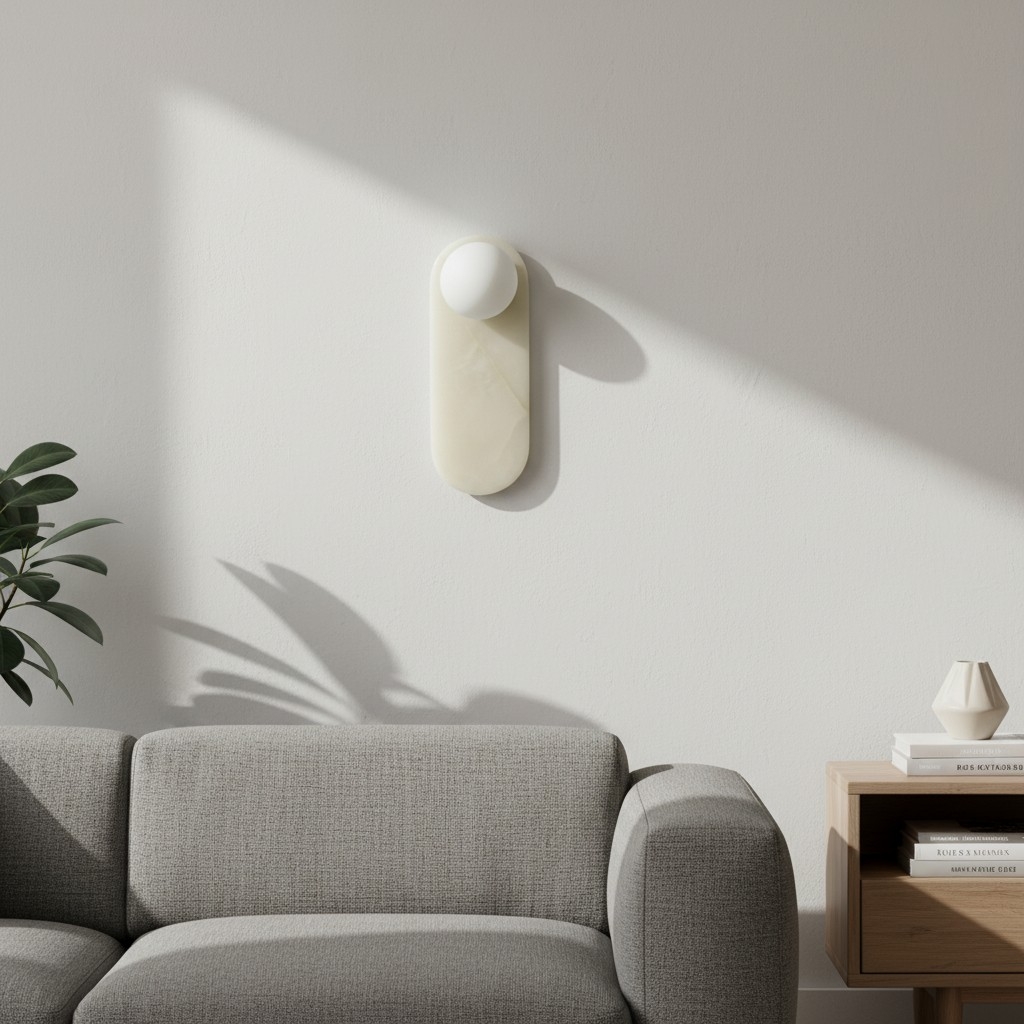 Vinbrea Stone Wall Lamp Organic Texture - Mid-Century Accent Light for Bedroom and Hallway T1221