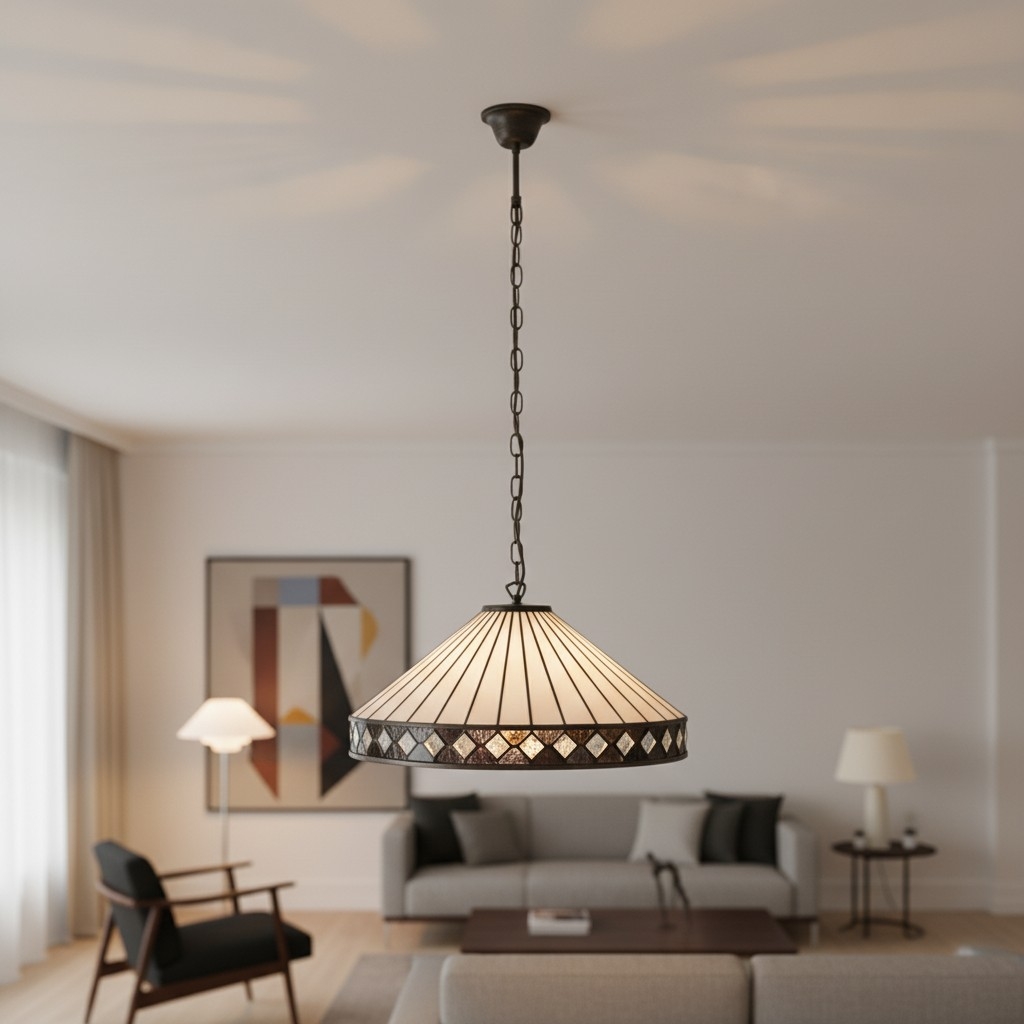 TF Fargo Pendant Light - Tiffany Style Lighting with an Art Deco Shade and Adjustable Chain T970