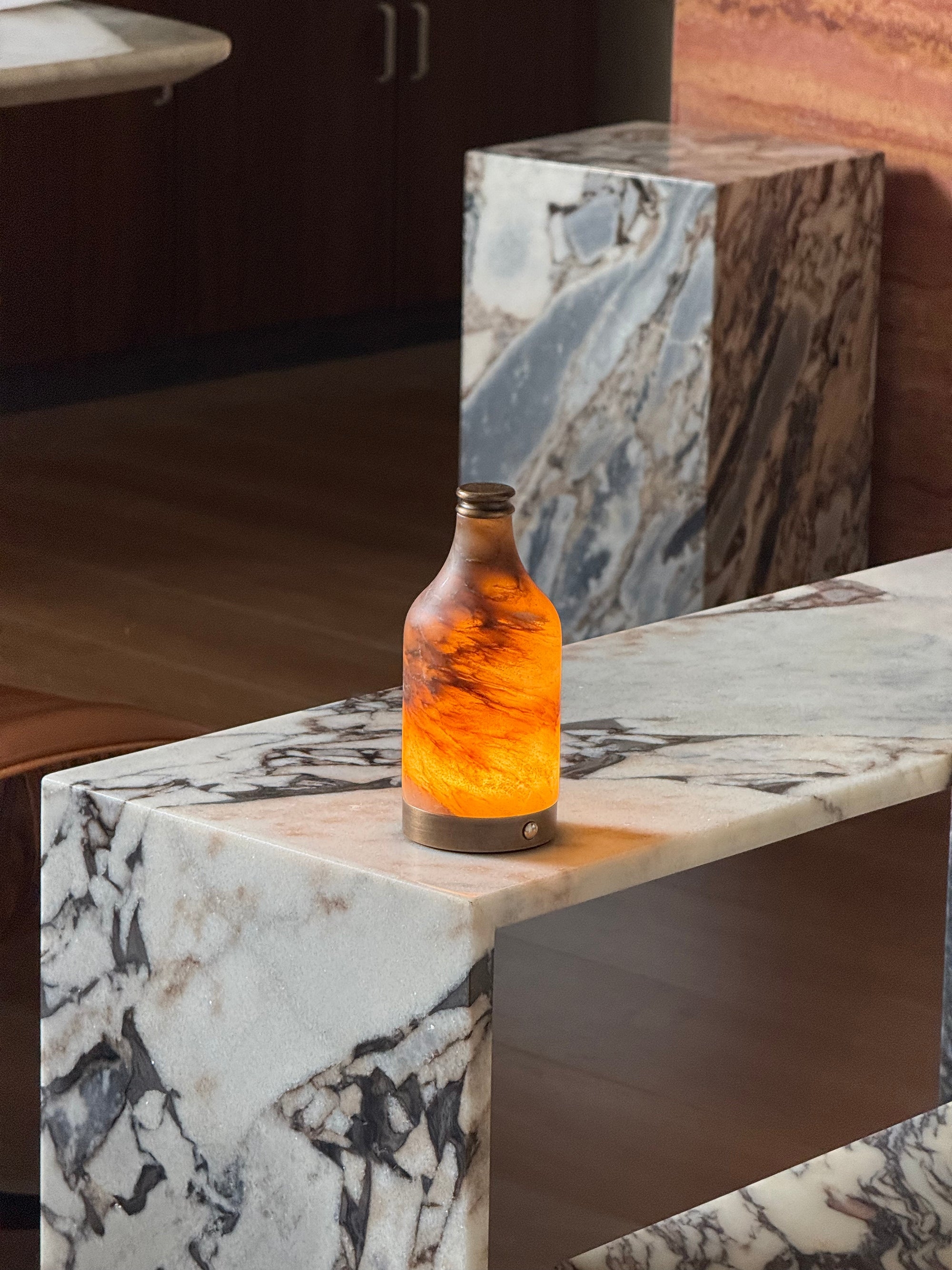 Wine Bottle Alabaster Table Lamp (Built-in Battery) T1893
