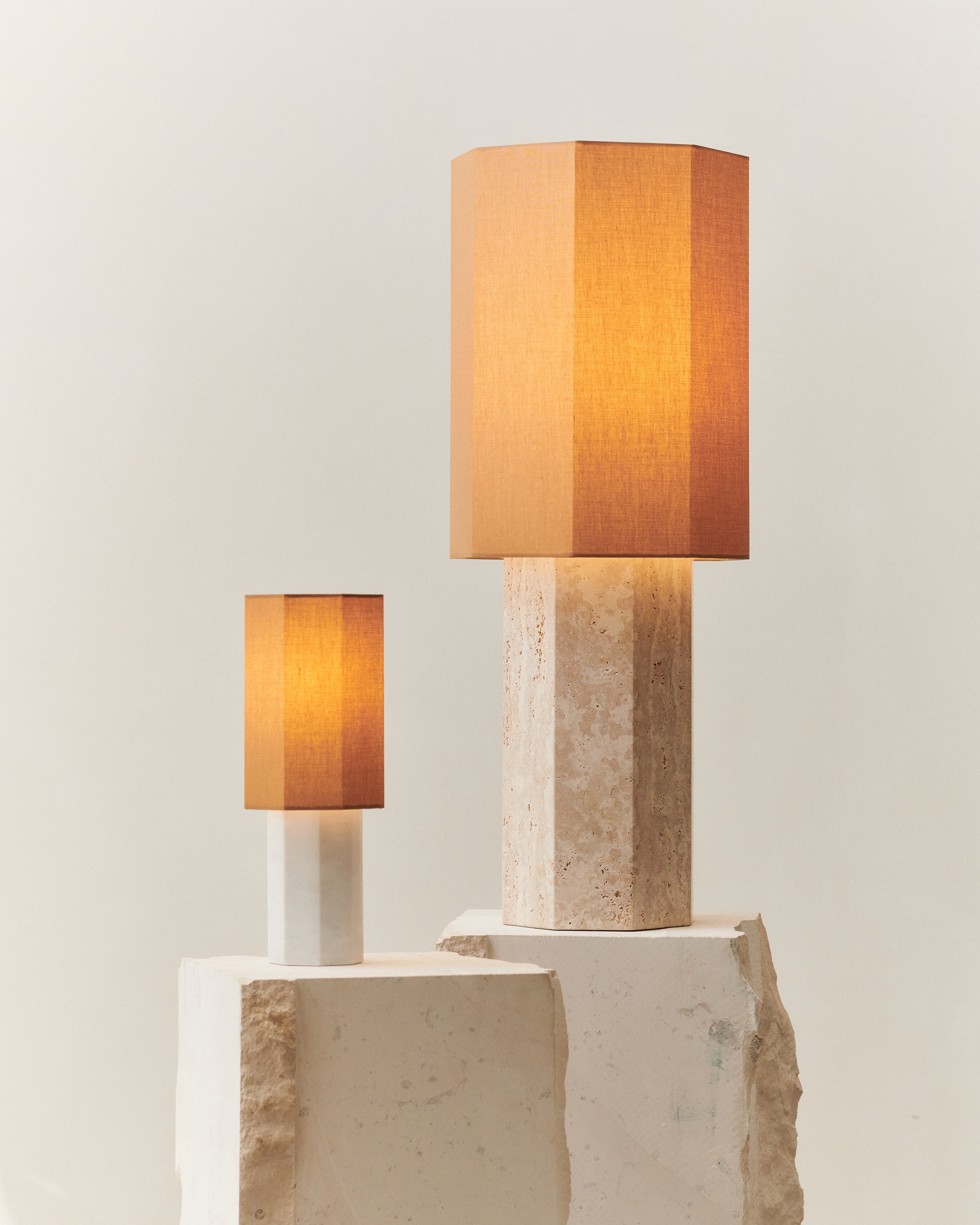 Octagonal Travertine Stone Table Lamp G66