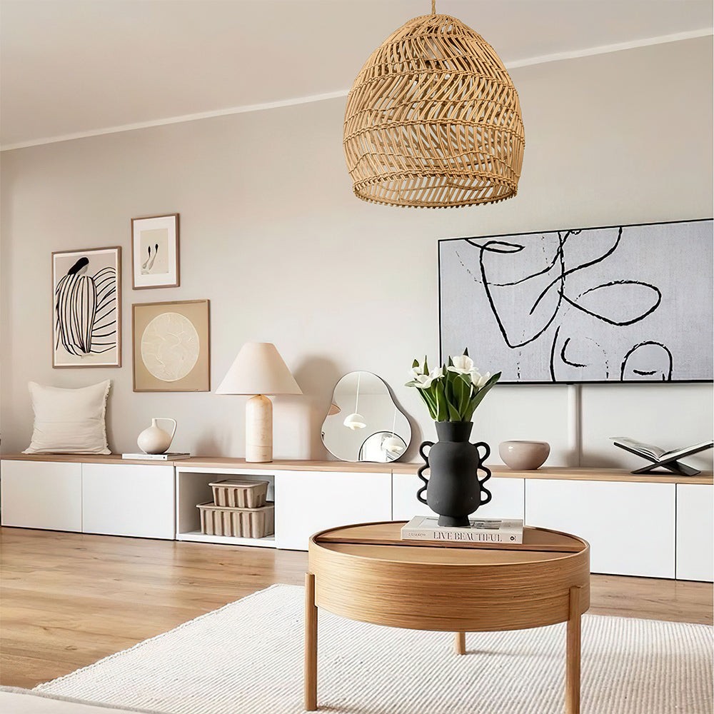 Wicker Basket Rattan Pendant Light S74
