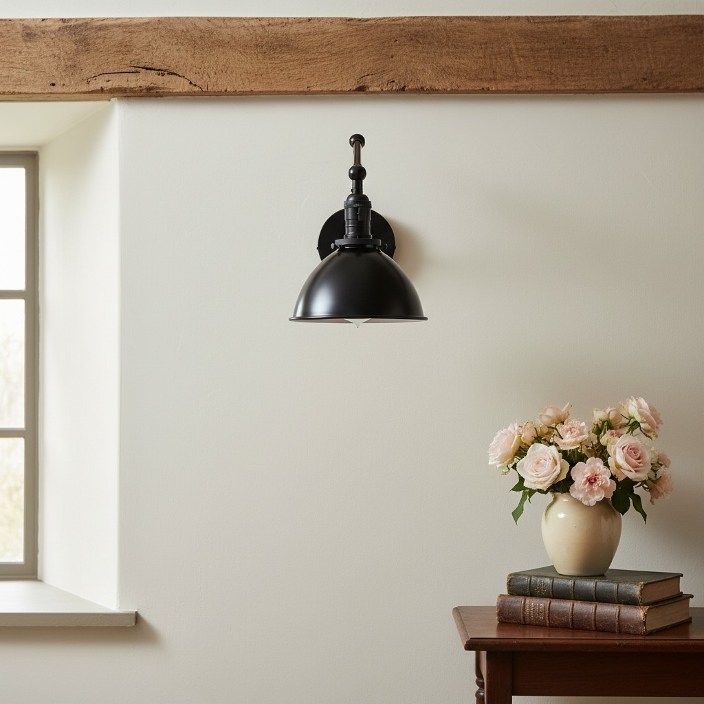 Conique Metal Vintage Industrial Swing Arm Wall Lamp - Adjustable Dome Shade for Study T313