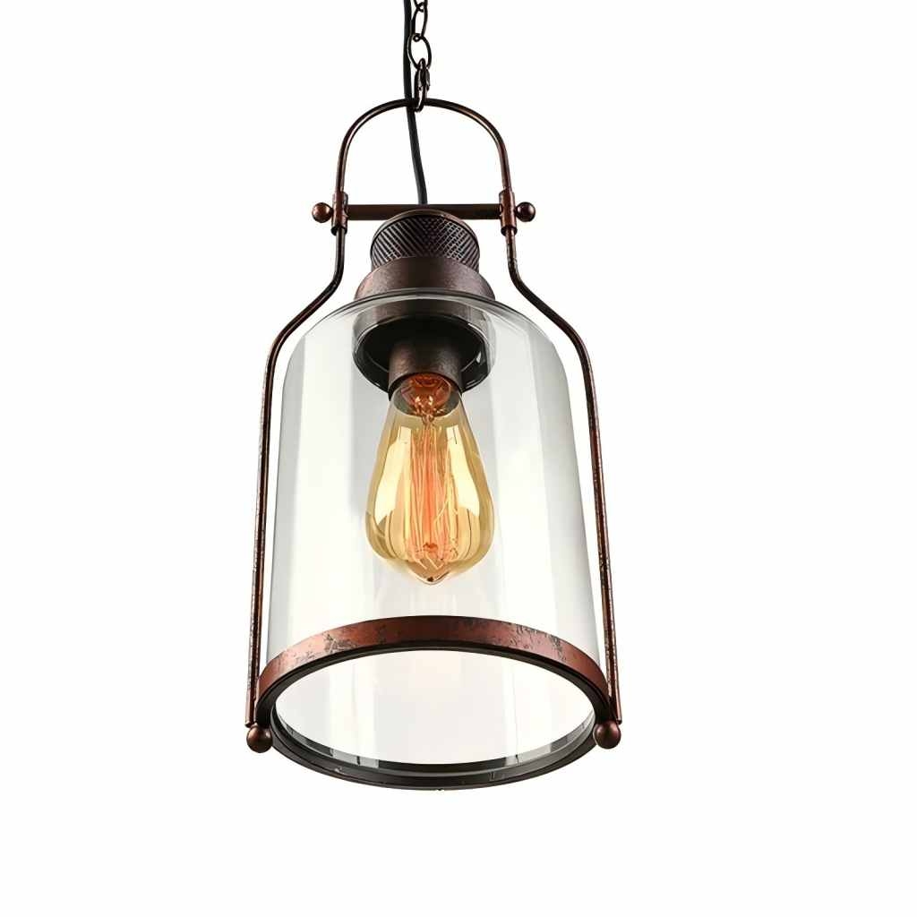 Lirra Vintage Iron Glass Pendant Lamp - Industrial Style Ceiling Lamp for Bars and Homes U20