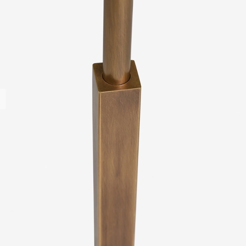 Vellaro Brass Floor Lamp with Fabric Shade - Modern Standing Light for Living Room or Bedroom T697