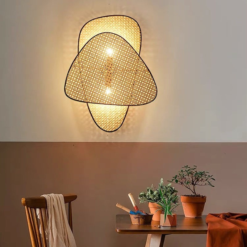 Rustic Wall Light – Rattan Design for Living Room