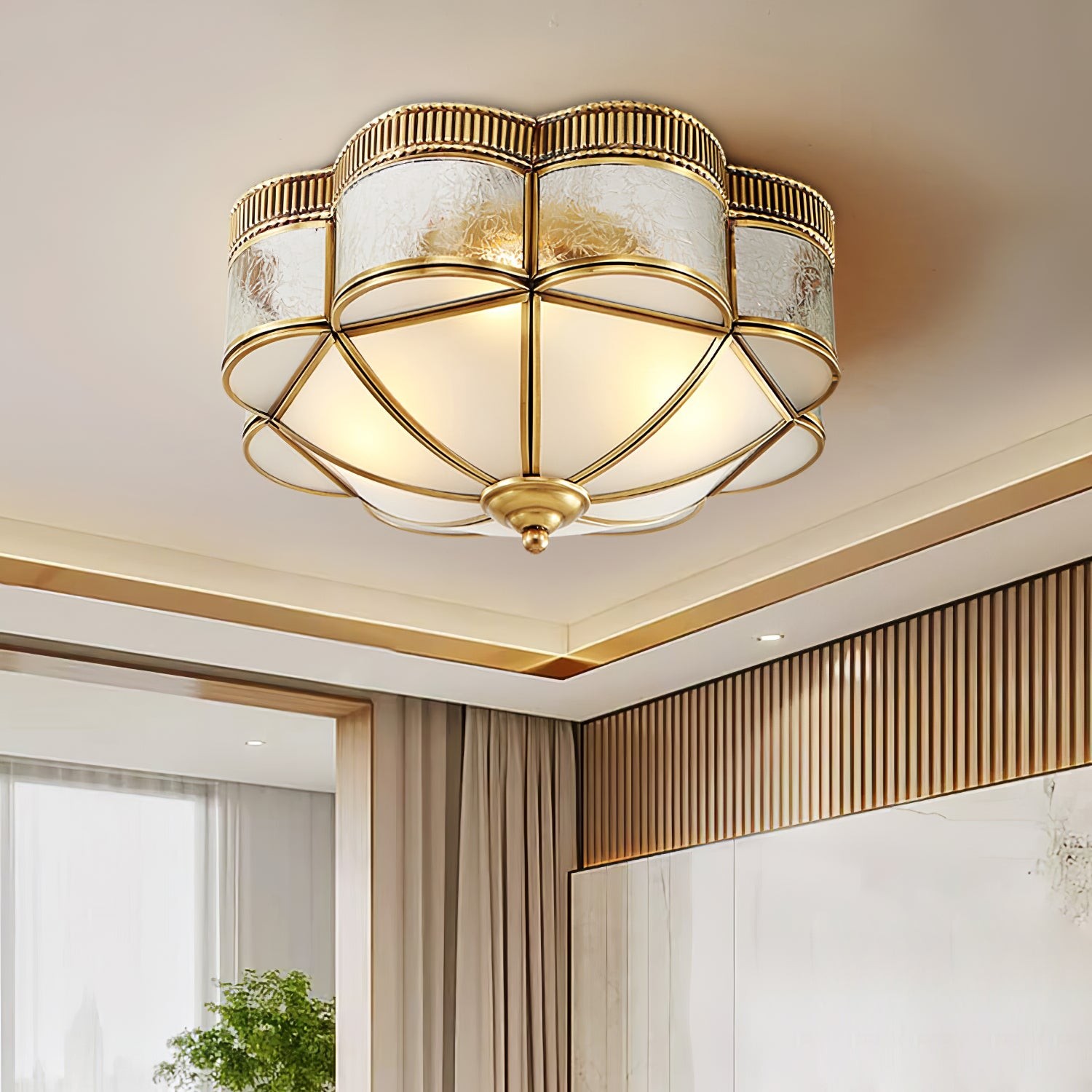 Brass Domed Flush Ceiling Lamp M470