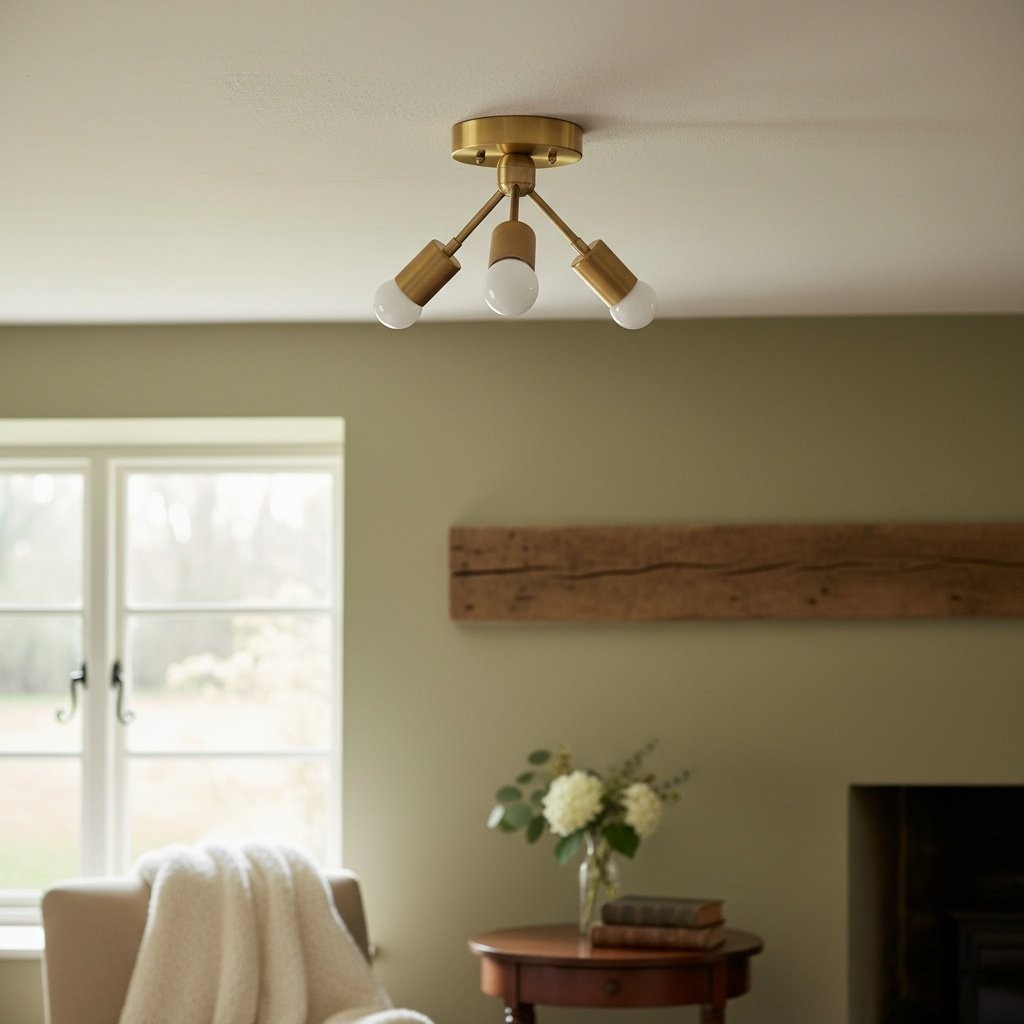 Mobilux Line Modern Brass Flush Mount - Minimalist Gold Ceiling Light for Bedroom T328