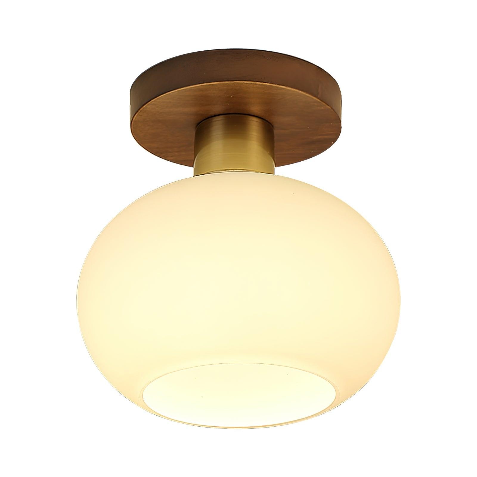 Vintage Wabi-Sabi Walnut Copper Glass Ceiling Lamp For Living Room M309