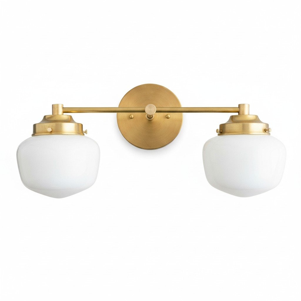 Opalume Glass Art Deco Vanity Light - Bathroom Wall Sconce with White Glass Shades T306
