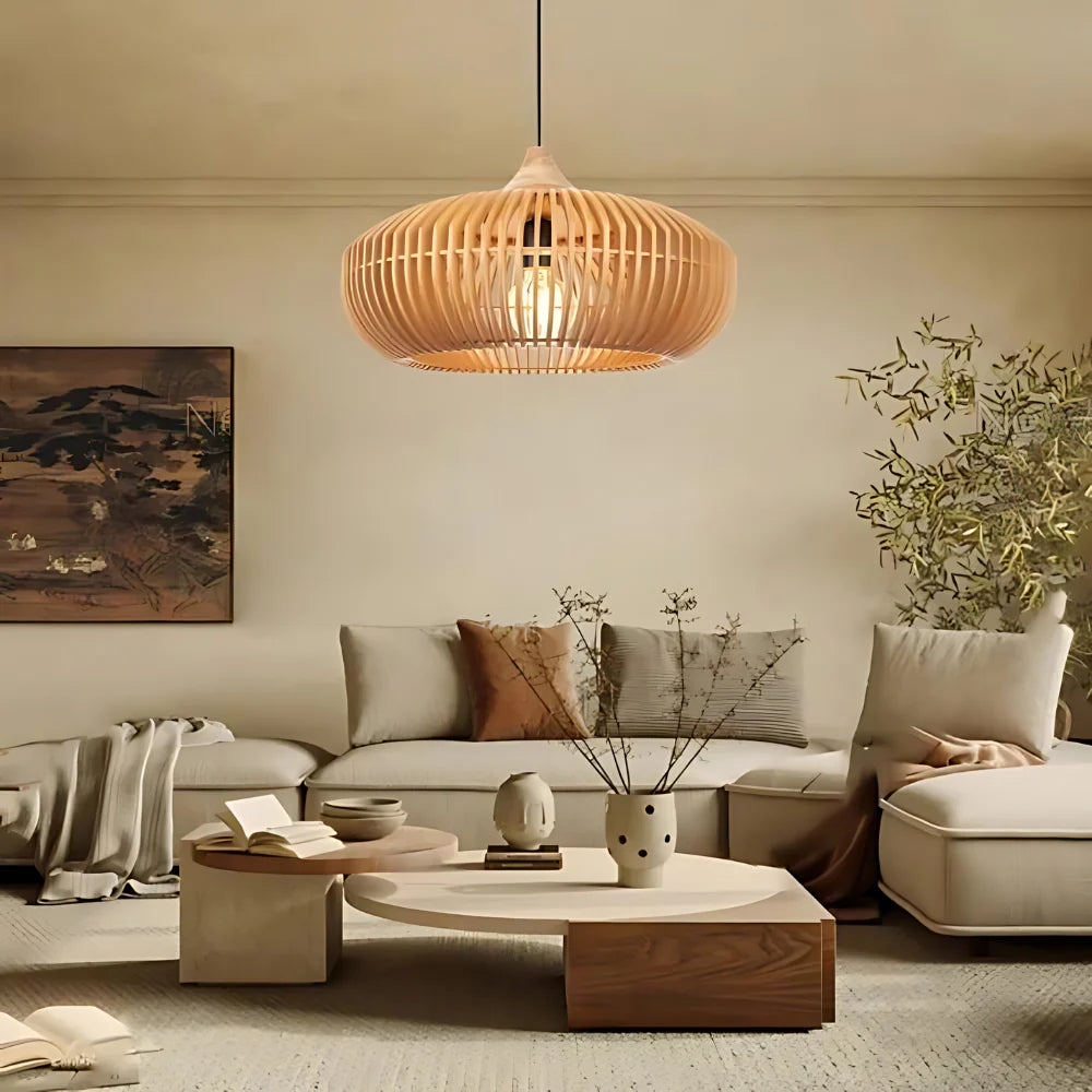 The Halo of Zen Japandi Wood Pendant Light T2061