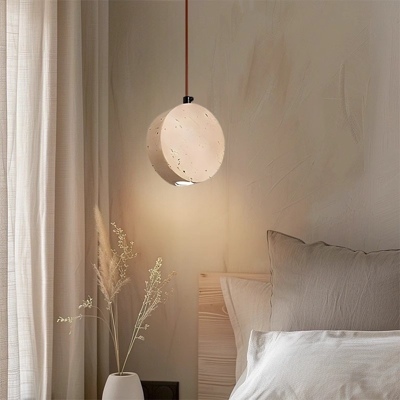 Elegant Round Travertine Pendant Light – Wabi-Sabi Inspired S272