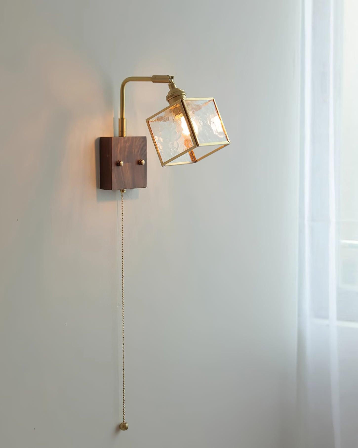 Square Glass Adjustable Wooden Wall Lamp M247