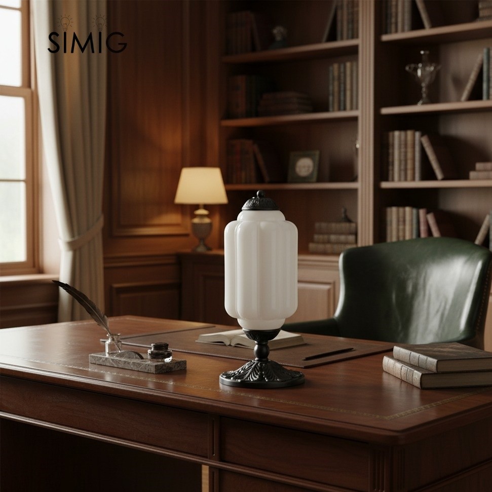 Eloise Curved Glass Retro Table Lamp - Vintage Bedside Lighting G71