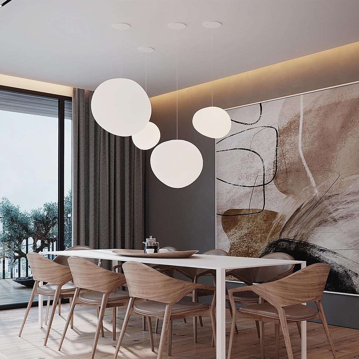 Pebble Orb Deco Milk Glass Pendant Light S161