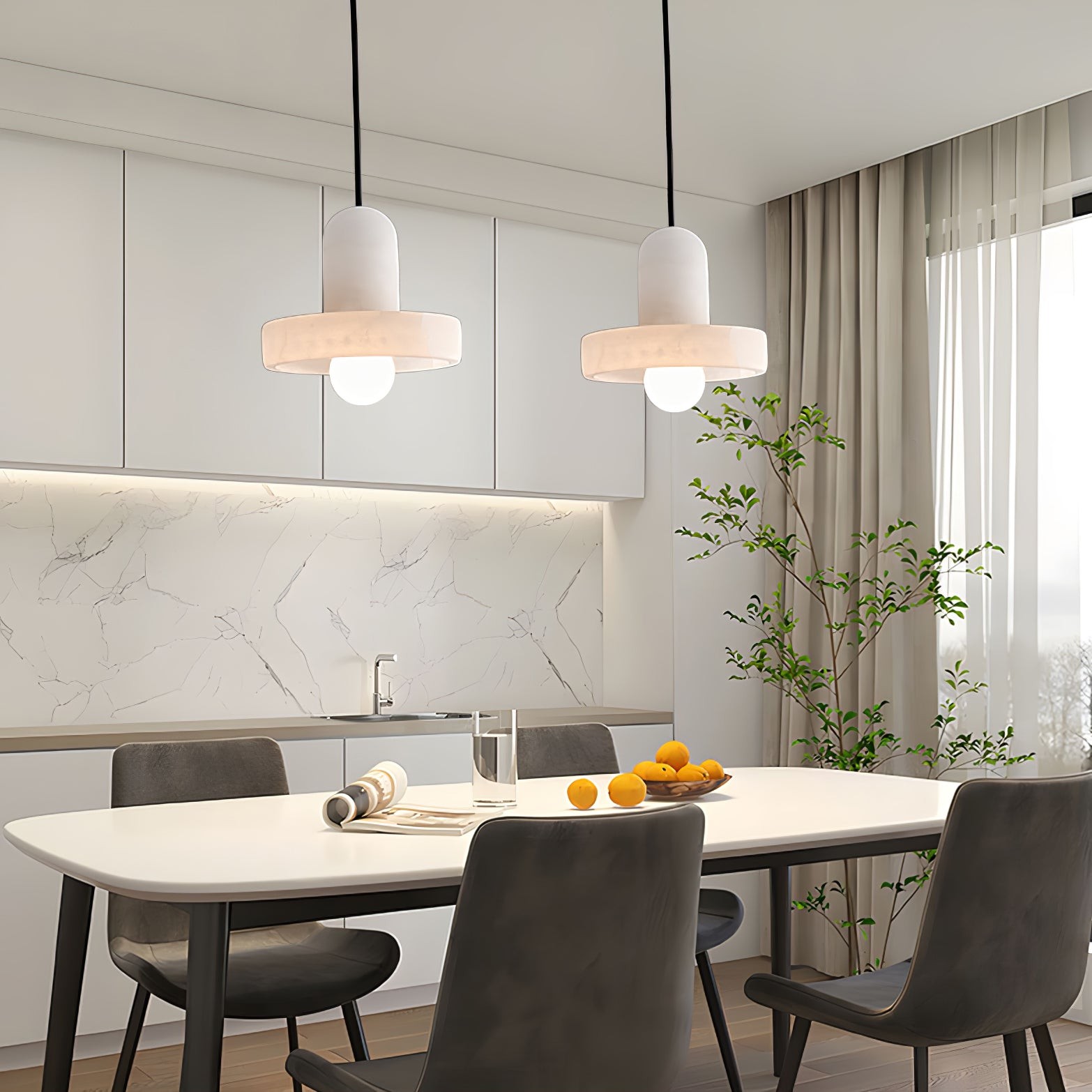 Elegant Creative White Alabaster Pendant Light G10