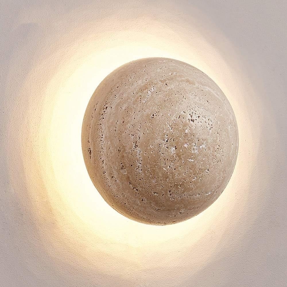 Amber Loft Travertine Round Sconce Wall Light T2109